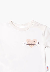 Langarmshirt in ecru mit Herzen