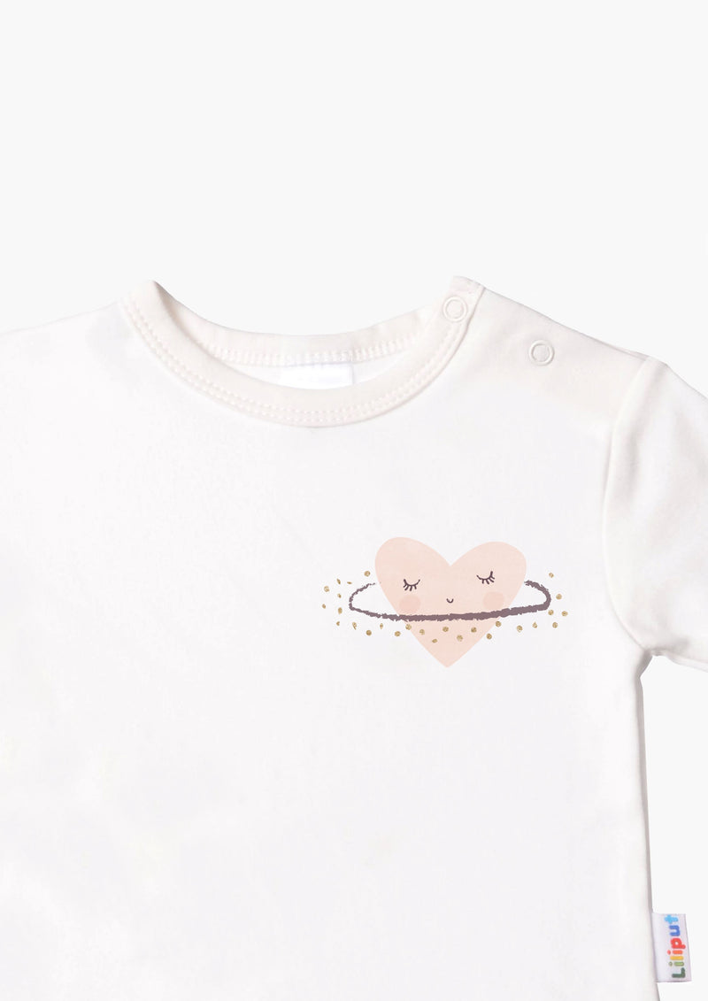 Langarmshirt in ecru mit Herzen