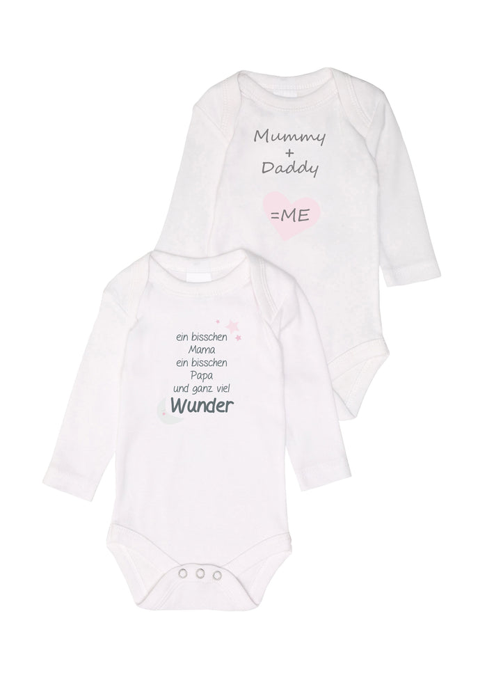2er-Pack Langarm-Amineckbodys mit Mummy + Daddy