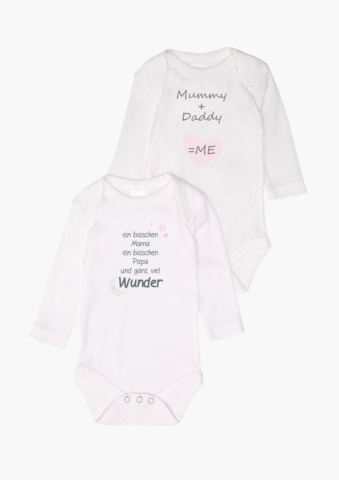 2er-Pack Langarm-Amineckbodys mit Mummy + Daddy