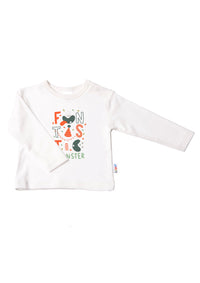 Langarmshirt in ecru mit Funtastic Monster