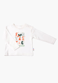 Langarmshirt in ecru mit Funtastic Monster