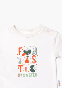 Langarmshirt in ecru mit Funtastic Monster