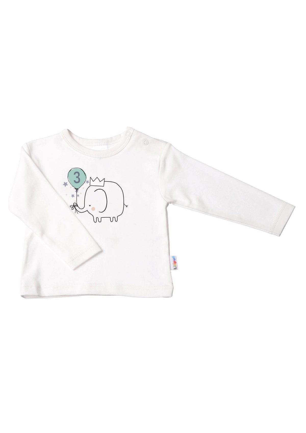 Kinder-Langarmshirt in ecru, "Dritter Geburtstag"