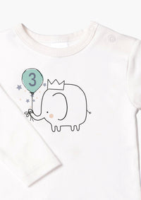 Kinder-Langarmshirt in ecru, "Dritter Geburtstag"