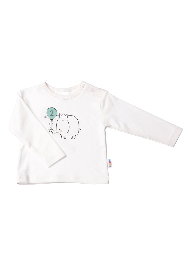 Kinder-Langarmshirt in ecru, "Zweiter Geburtstag"