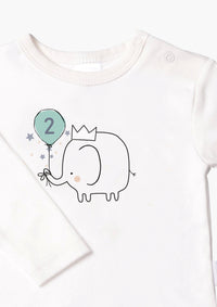 Kinder-Langarmshirt in ecru, "Zweiter Geburtstag"