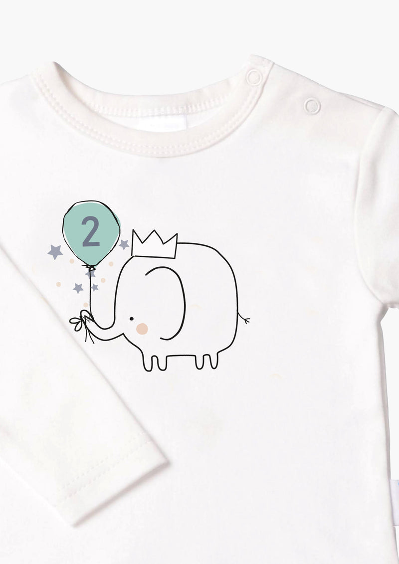 Kinder-Langarmshirt in ecru, "Zweiter Geburtstag"