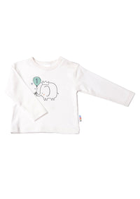 Kinder-Langarmshirt in ecru, "Erster Geburtstag"