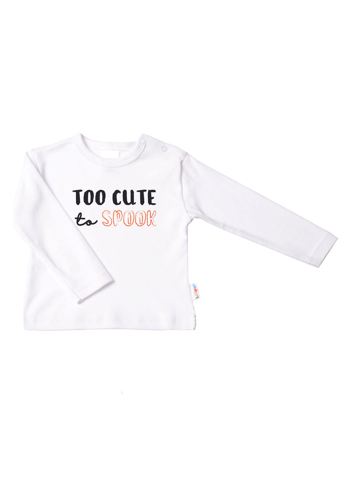 Langarmshirt in ecru mit too cute to spook