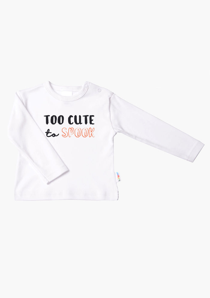 Langarmshirt in ecru mit too cute to spook