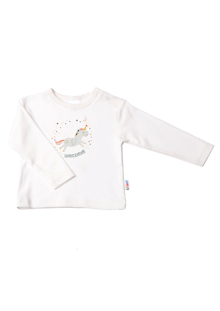 Langarmshirt in ecru mit Unicorn
