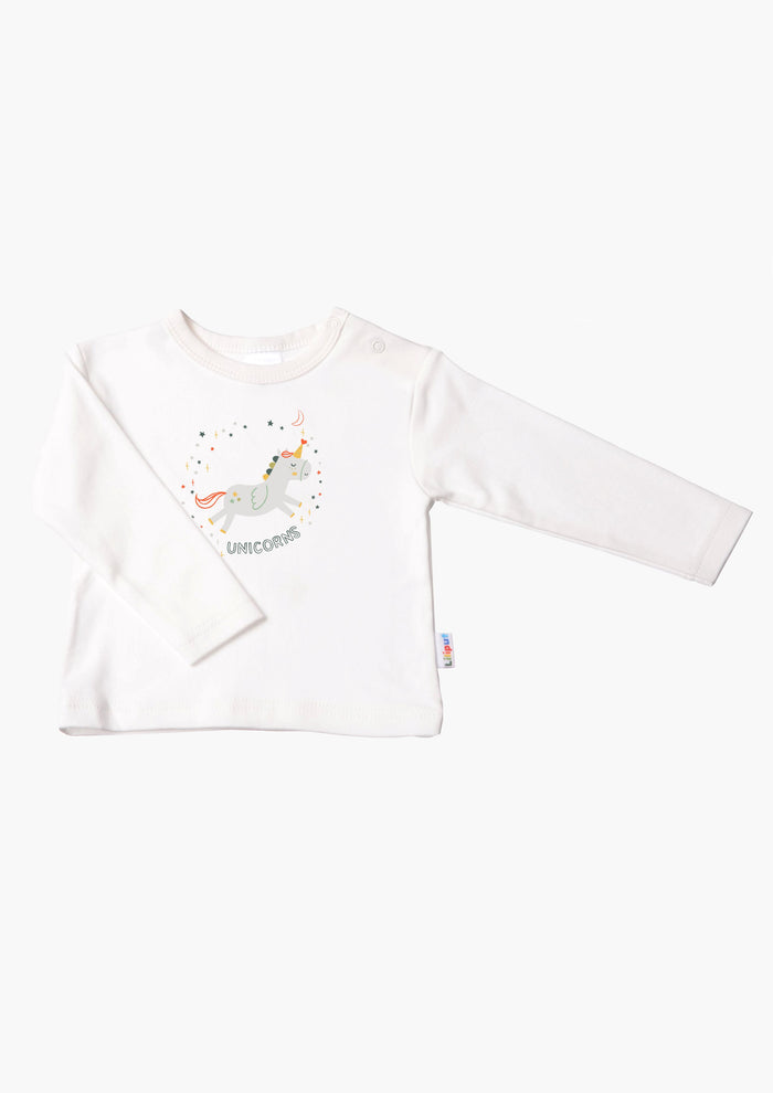 Langarmshirt in ecru mit Unicorn