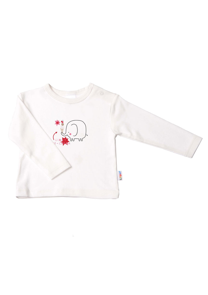 Langarmshirt in ecru mit Elefant Ice Cream