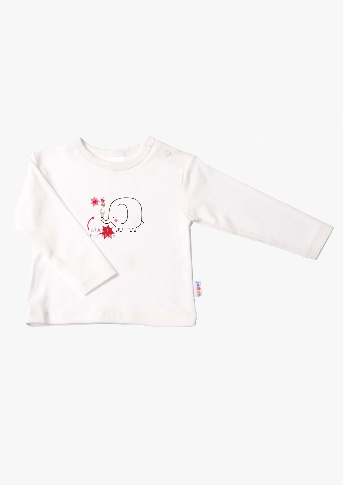 Langarmshirt in ecru mit Elefant Ice Cream