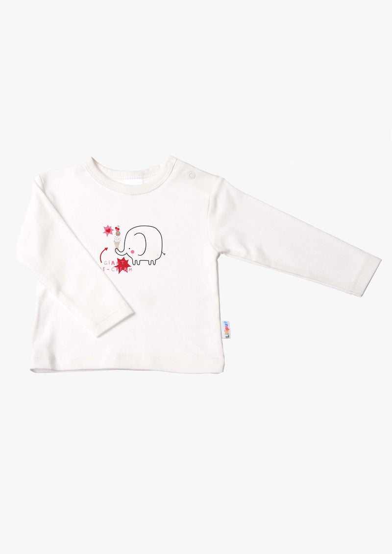 Langarmshirt in ecru mit Elefant Ice Cream