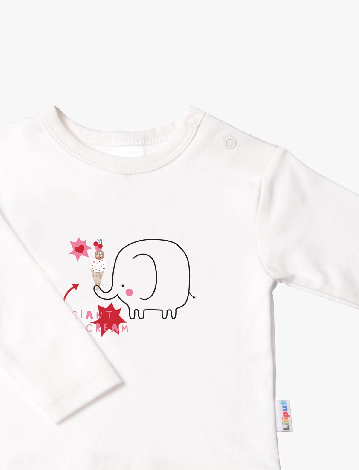 Langarmshirt in ecru mit Elefant Ice Cream