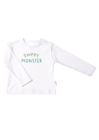 Langarmshirt in weiß mit sweet monster