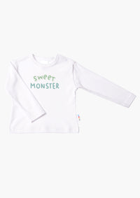 Langarmshirt in weiß mit sweet monster