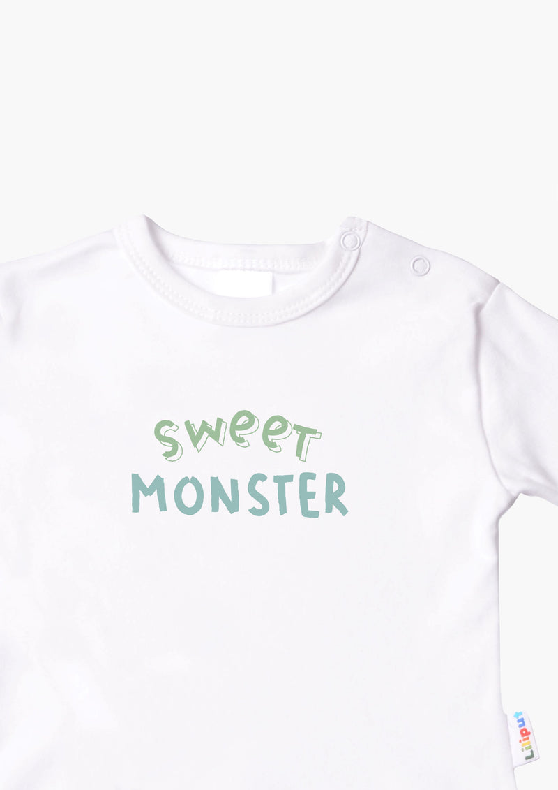 Langarmshirt in weiß mit sweet monster