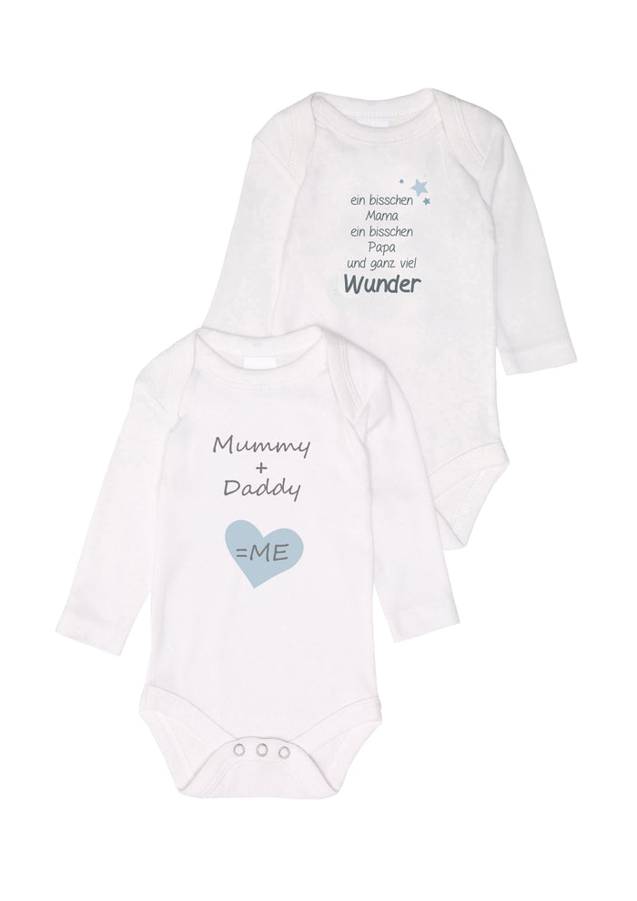 2er-Pack Langarm-Amineckbodys mit Mummy + Daddy