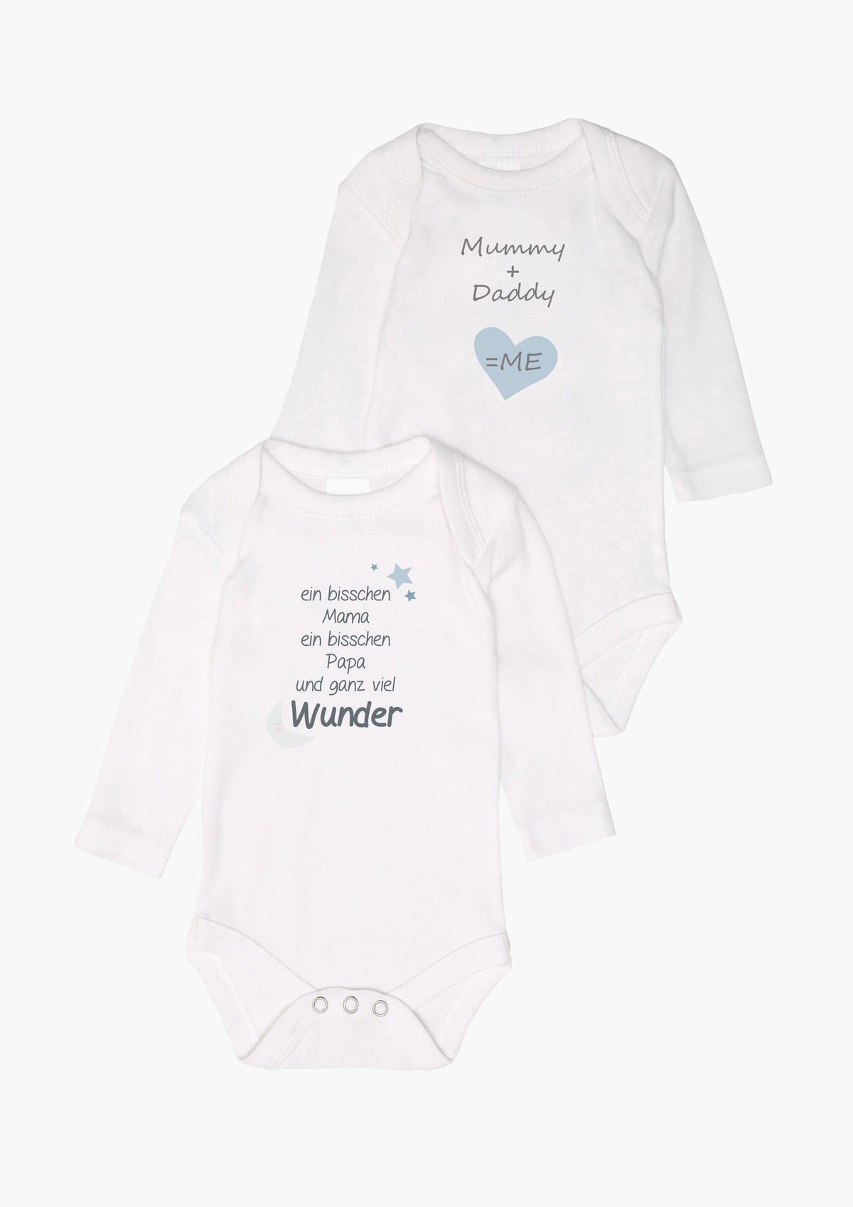 2er-Pack Langarm-Amineckbodys mit Mummy + Daddy