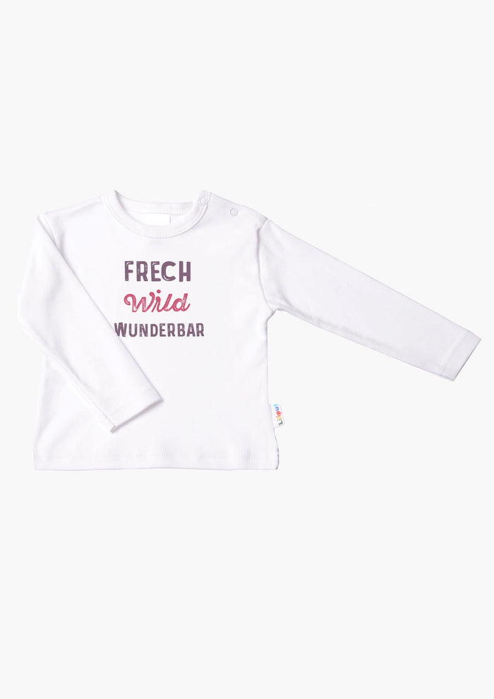 Langarmshirt in weiß mit frech wild wunderbar