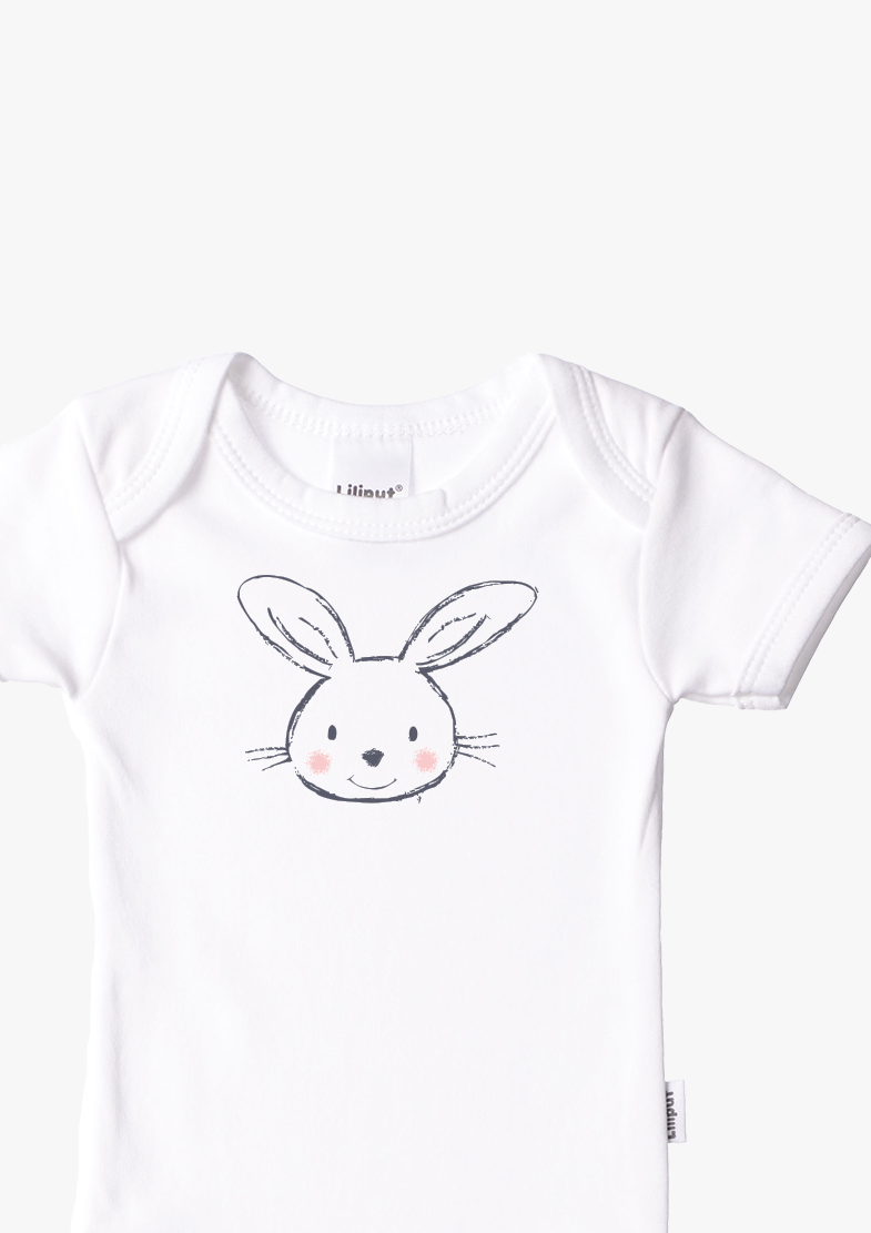 2er-Pack Kurzarm-Amineckbodys in weiß mit Bunny