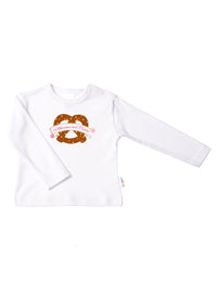 Langarmshirt in weiß mit Brezeln