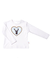 Langarmshirt in weiß mit Hirsch