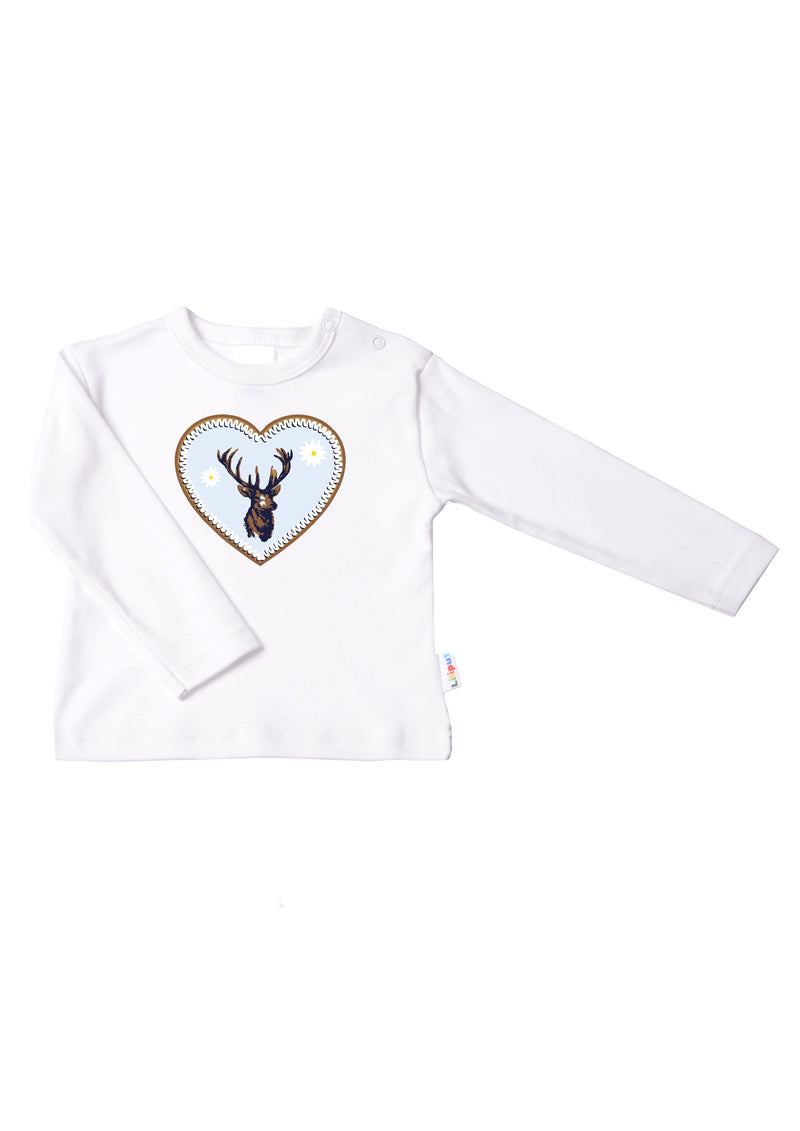 Langarmshirt in weiß mit Hirsch