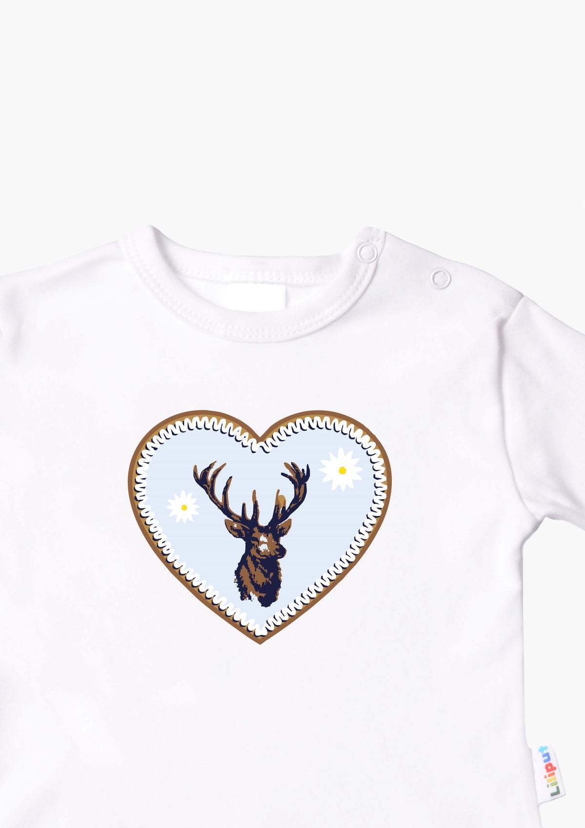 Langarmshirt in weiß mit Hirsch