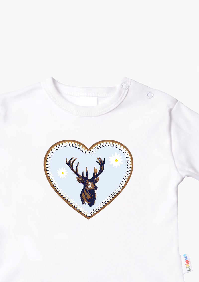 Langarmshirt in weiß mit Hirsch