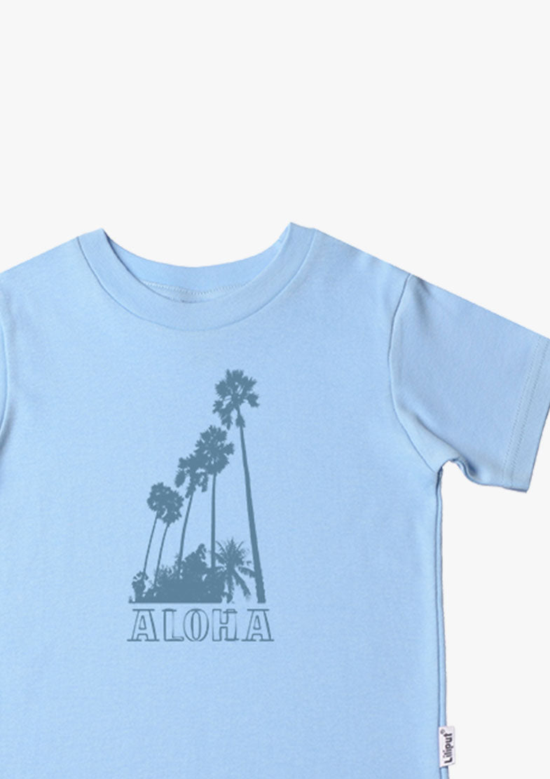 Kinder T-Shirt hellblau Druck mit Bio-Baumwolle 100% \