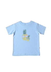 Kinder-T-Shirt aus Bio-Baumwolle in hellblau mit Ananas