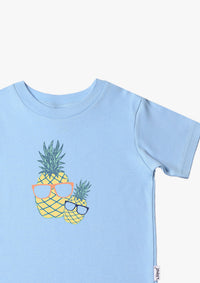 Kinder-T-Shirt aus Bio-Baumwolle in hellblau mit Ananas