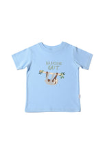 Kinder-T-Shirt aus Bio-Baumwolle in hellblau mit Faultier