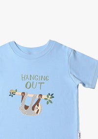 Kinder-T-Shirt aus Bio-Baumwolle in hellblau mit Faultier