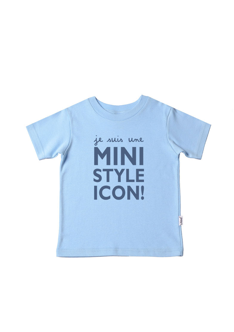 Kinder-T-Shirt aus Bio-Baumwolle in hellblau mit Style Icon