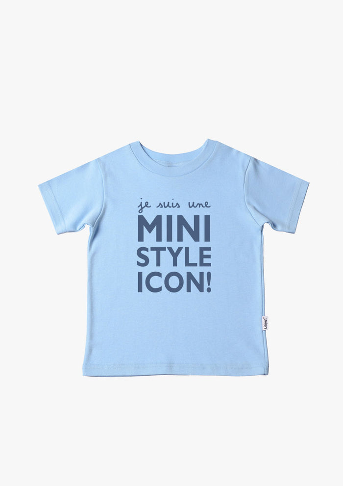 Kinder-T-Shirt aus Bio-Baumwolle in hellblau mit Style Icon