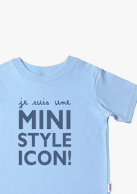Kinder-T-Shirt aus Bio-Baumwolle in hellblau mit Style Icon