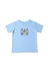 Kinder-T-Shirt aus Bio-Baumwolle in hellblau mit Surfboards