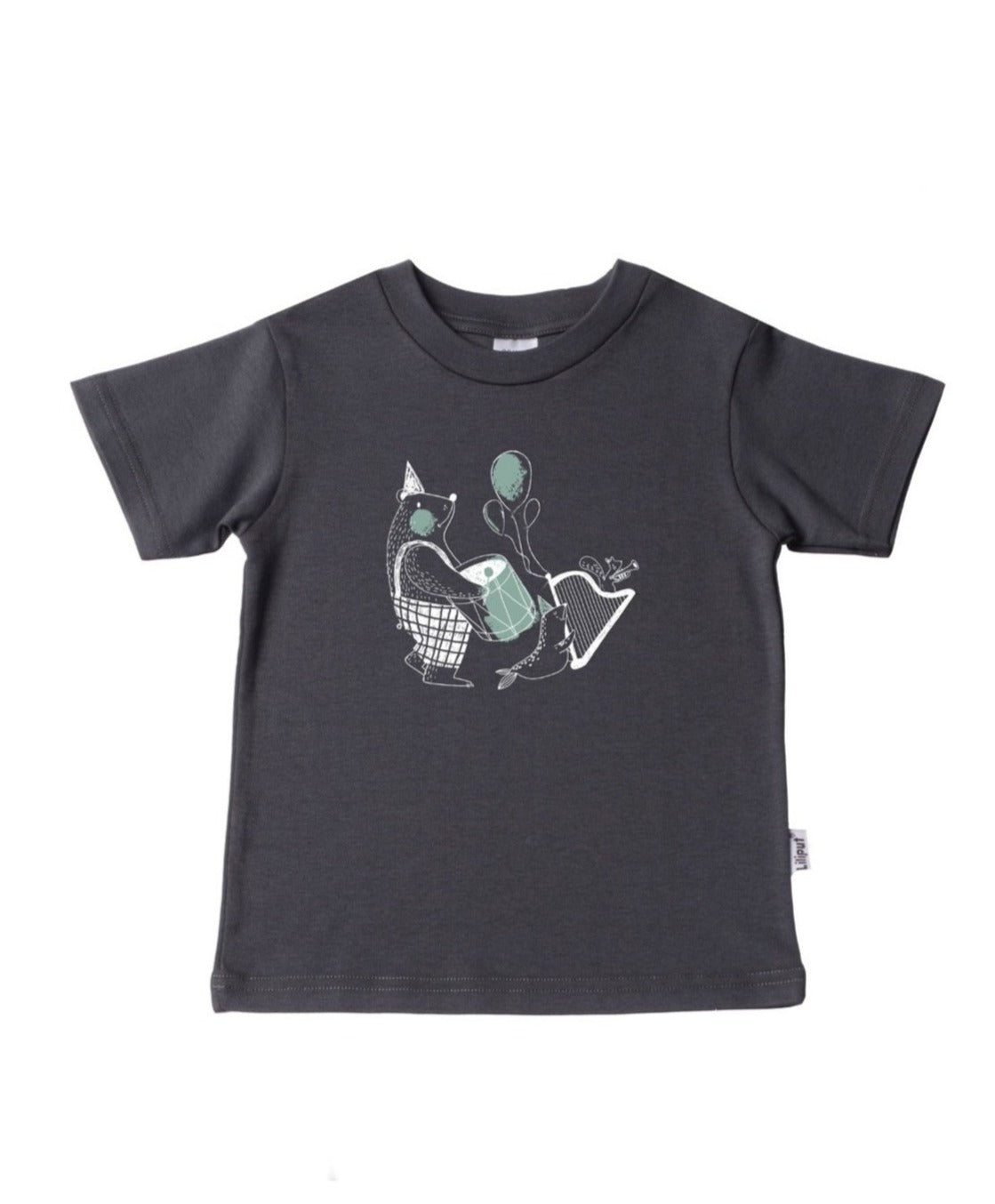 T-Shirt in anthrazit mit lustigem Tierband Aufdruck