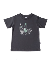 T-Shirt in anthrazit mit lustigem Tierband Aufdruck