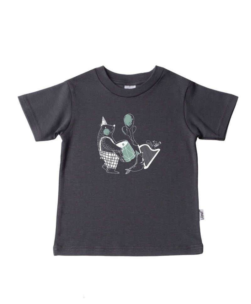 T-Shirt in anthrazit mit lustigem Tierband Aufdruck