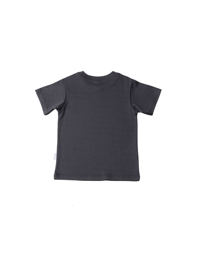 Rückseite anthrazit T-Shirt mit Rundhalsausschnitt