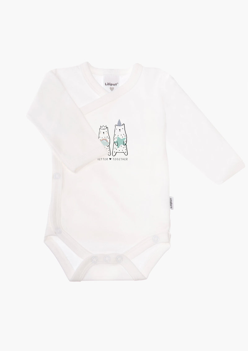 2er-Pack Langarm-Wickelbodys mit "happy day"
