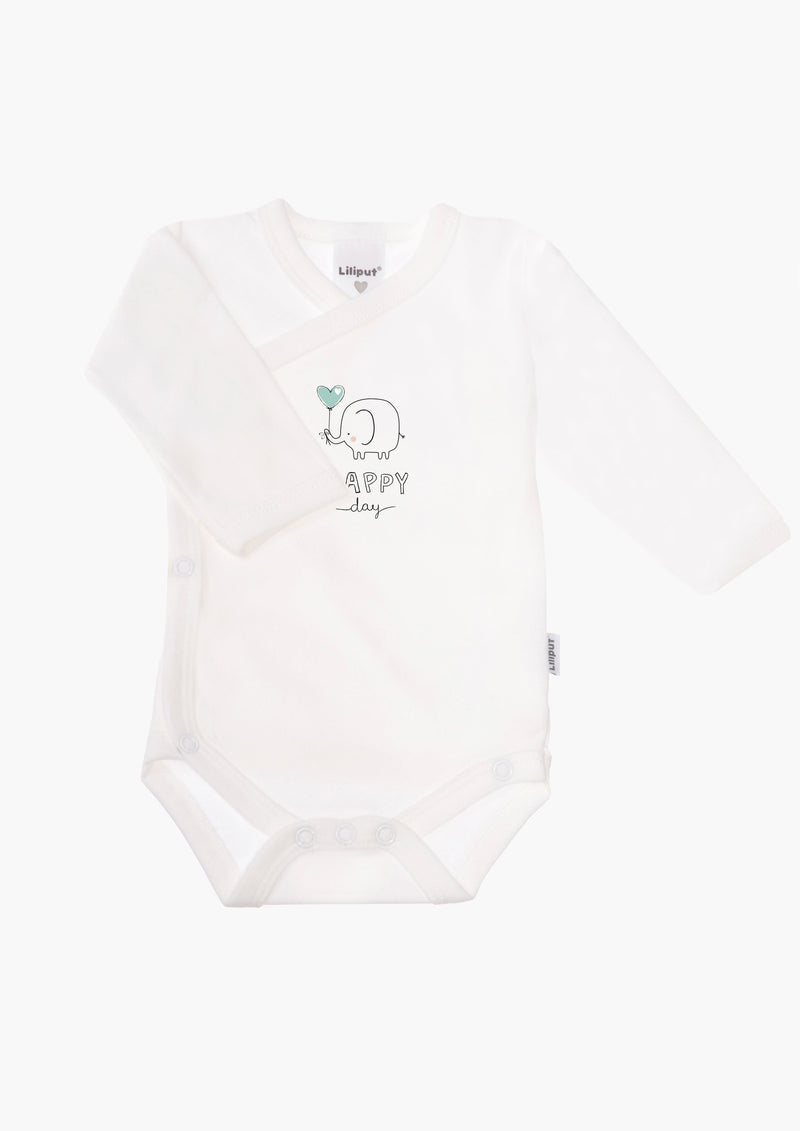2er-Pack Langarm-Wickelbodys mit "happy day"