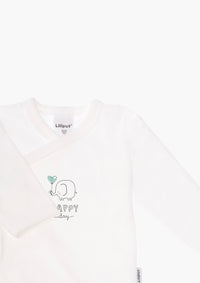 2er-Pack Langarm-Wickelbodys mit "happy day"