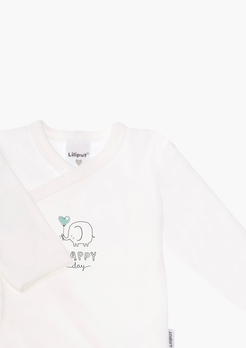2er-Pack Langarm-Wickelbodys mit "happy day"